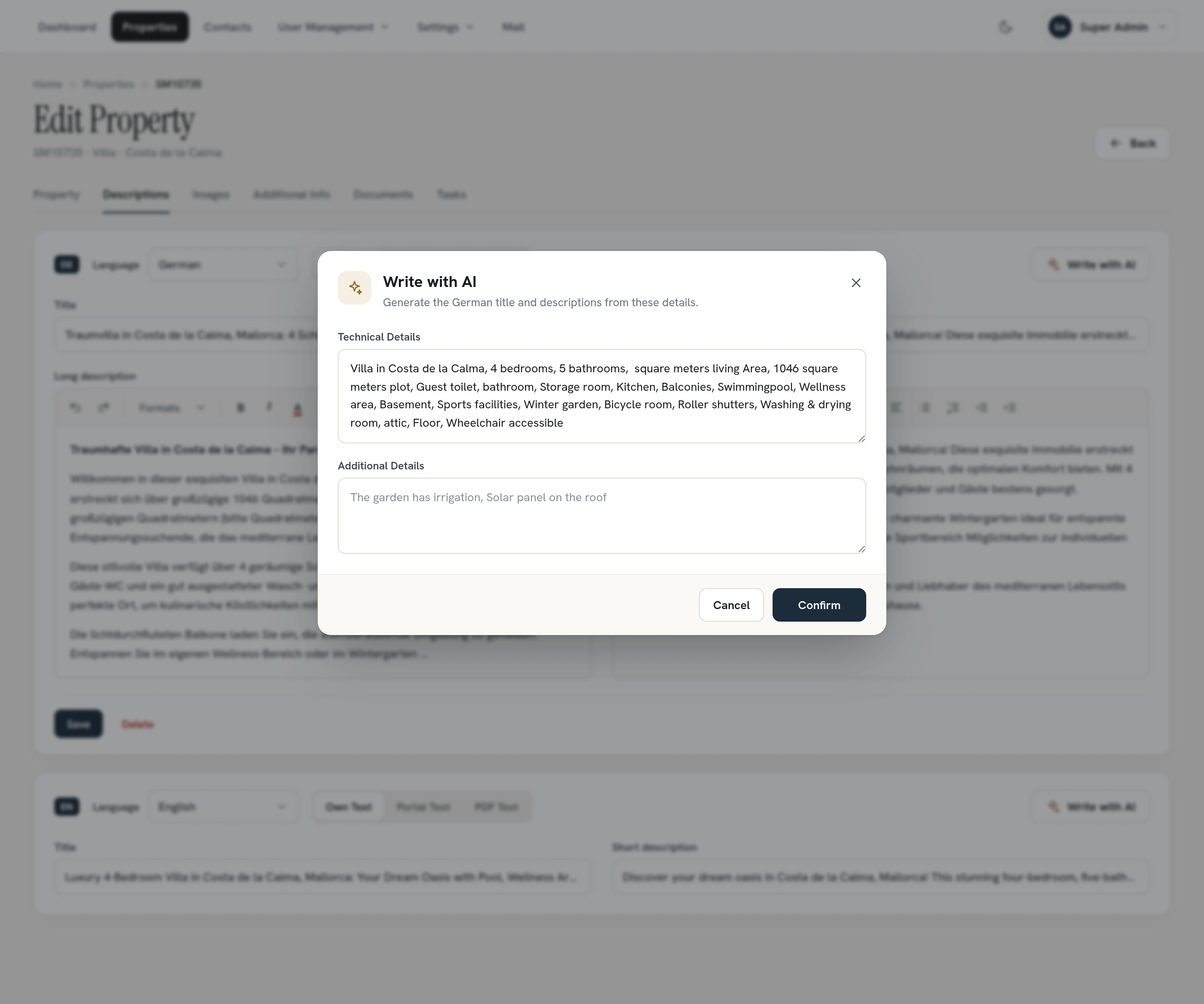 Resone AI-assisted, multi-language description editor