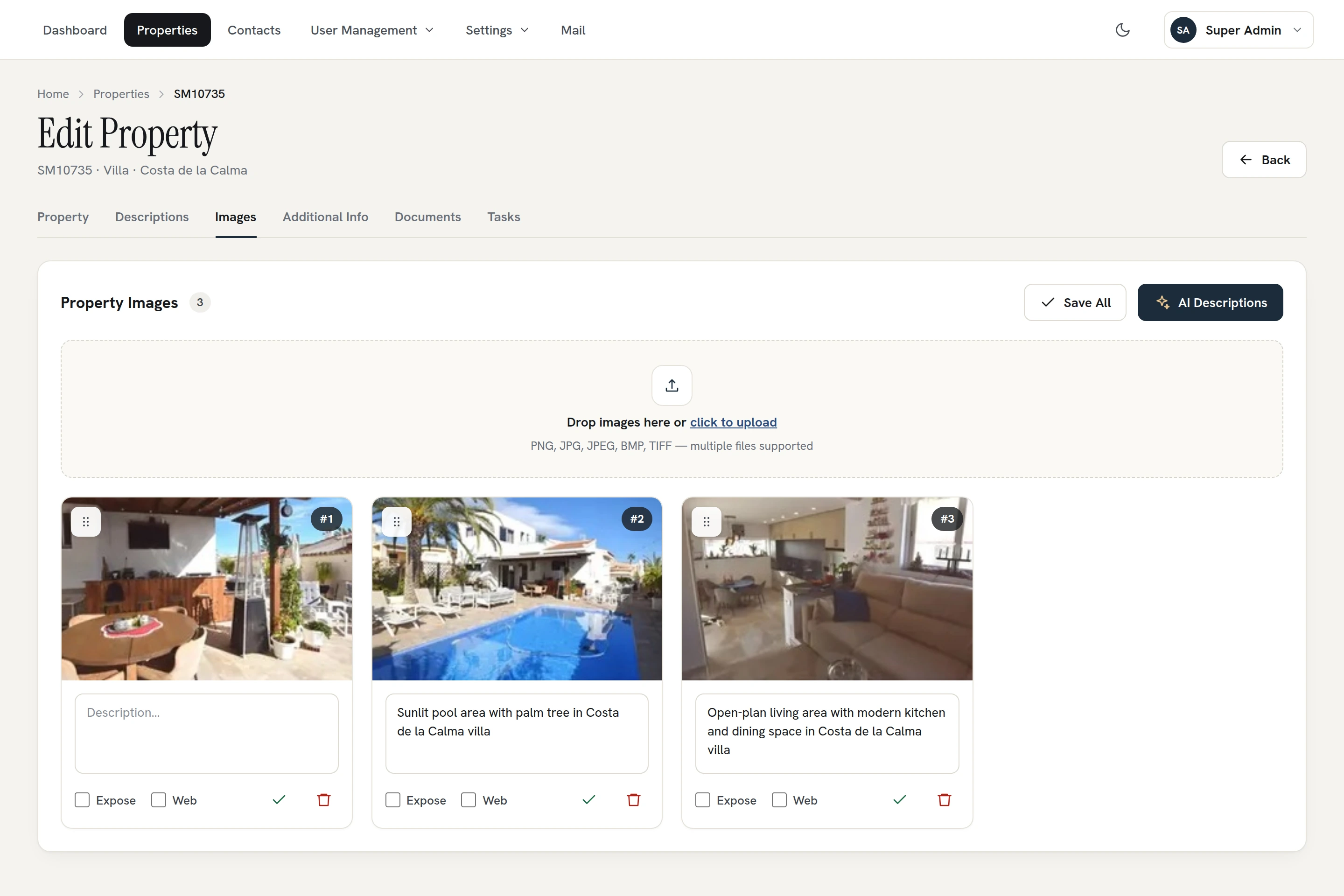 Resone property image manager with AI-generated captions